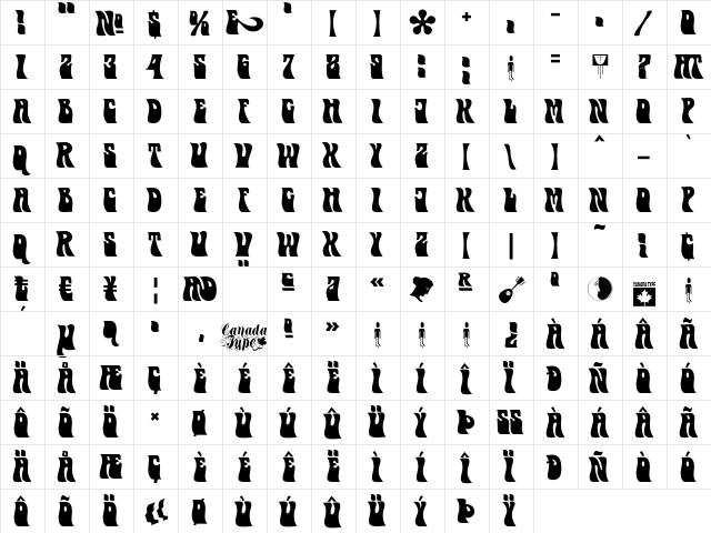 Genie Regular  glyph index