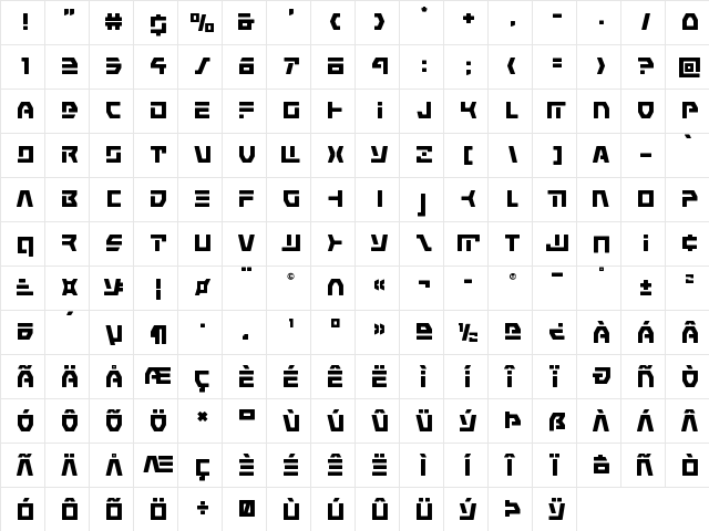 Command Override Title Regular  glyph index