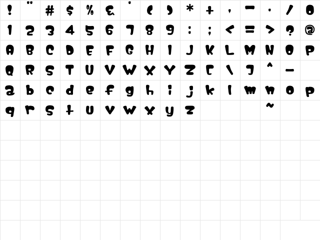 Nipple Regular  glyph index