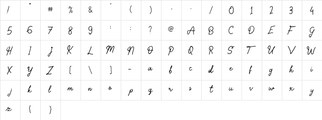 Stretford Regular  glyph index