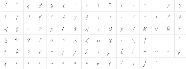 StephenGillion DEMO Regular  glyph index