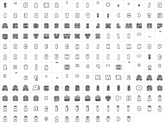 CopalDecorated Roman  glyph index