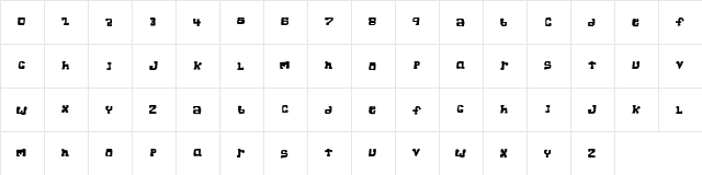 Super Chunk Regular  glyph index