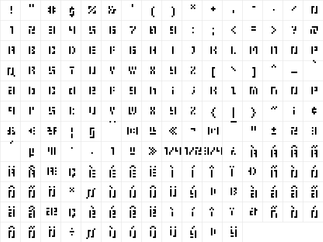 Eboy TNTAlpha  glyph index