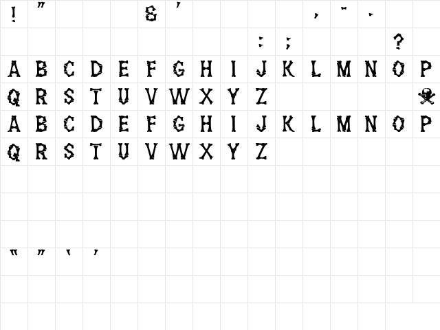 Headhunter Bold Medium Bold Medium  glyph index