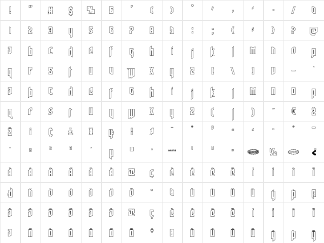 Deathshead Outline Regular  glyph index