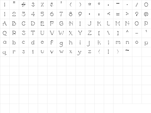 CK Timeless Regular  glyph index