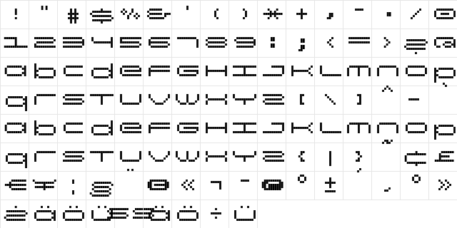 rt screenloft8 Regular  glyph index