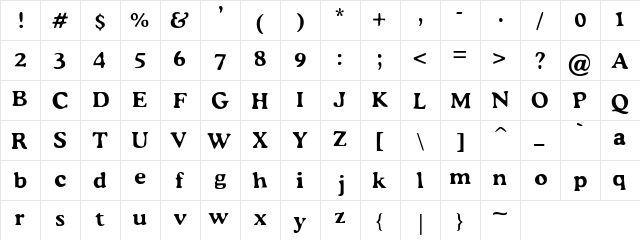 LD Typeset Regular  glyph index