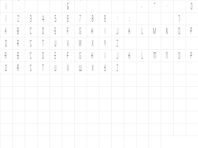 Jungle 8 Regular  glyph index