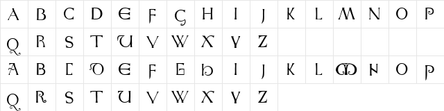 Wilfra Regular  glyph index