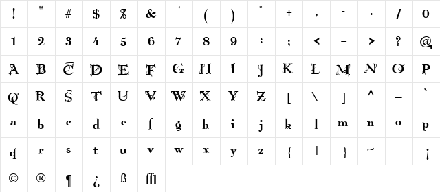 Haight-Ashbury Poster Normal  glyph index