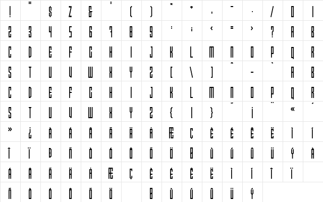 Xray Ted Regular  glyph index