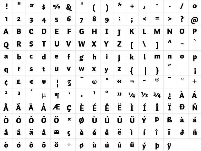 Auto 1 Black  glyph index