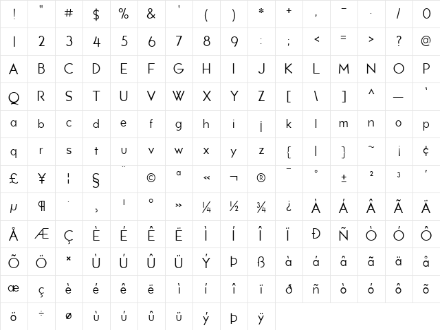 LionelTextSteam Regular  glyph index