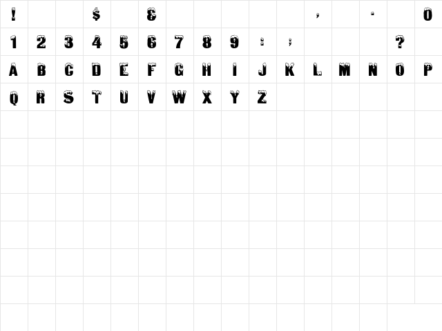 Snow Mz Regular  glyph index