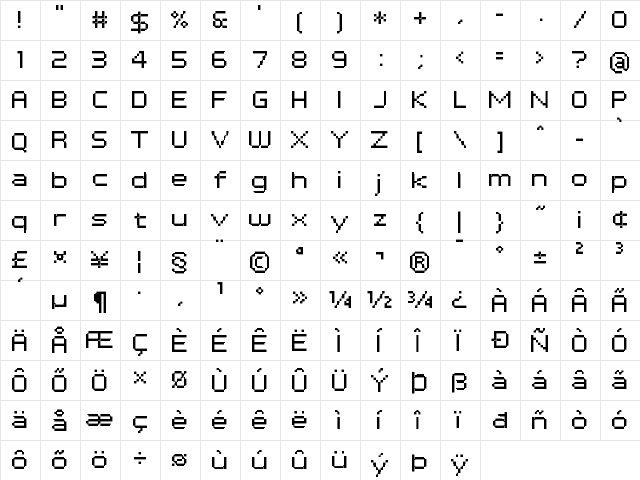 FFF Atlantis Condensed Regular  glyph index