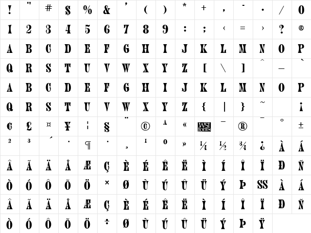 Julia Regular  glyph index