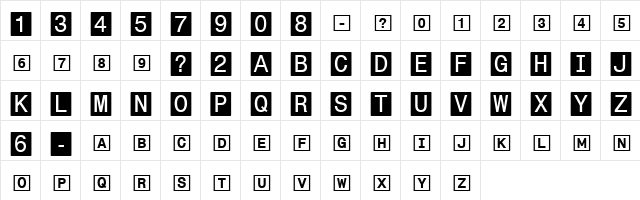 Boxed In Regular  glyph index