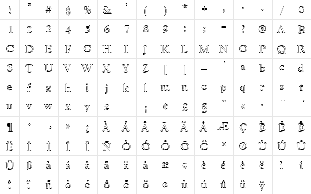 GoudyHanDOu1 Regular  glyph index