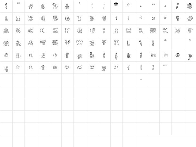 LDJ Union Jack Regular  glyph index