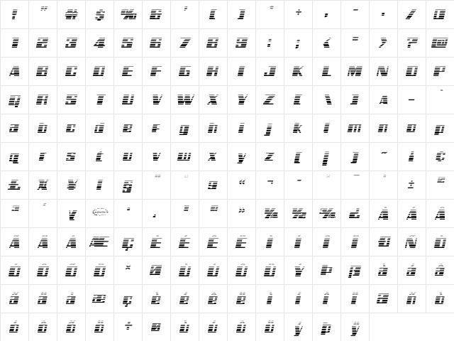 Galactic Storm Gradient Italic Italic  glyph index