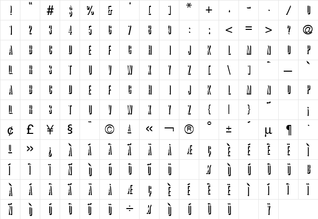 Graphik Shadow Regular  glyph index