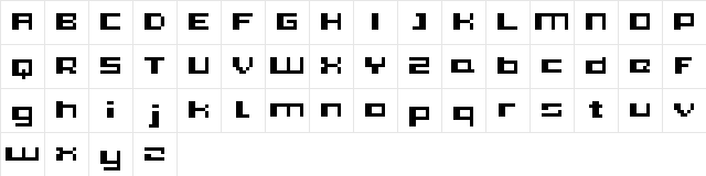 PIXleft_5 Regular  glyph index