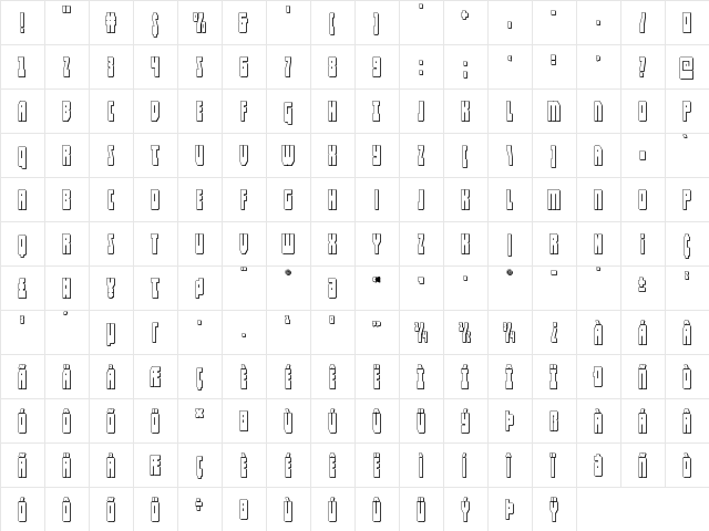 Elastic Lad 3D Regular  glyph index