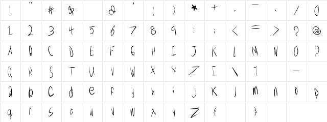 Junglee Bold Regular  glyph index