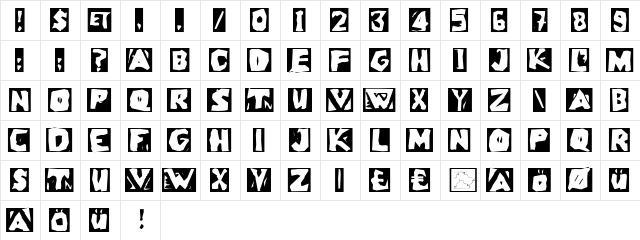 LinoLeumInvers Regular  glyph index