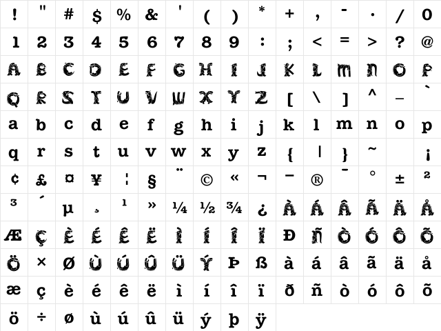 KADinoSob Regular  glyph index