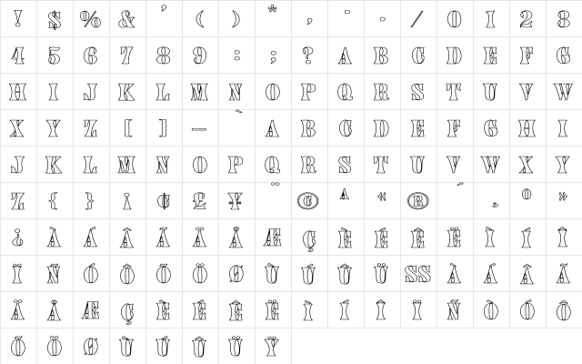 Juniper-Normal HW Regular  glyph index