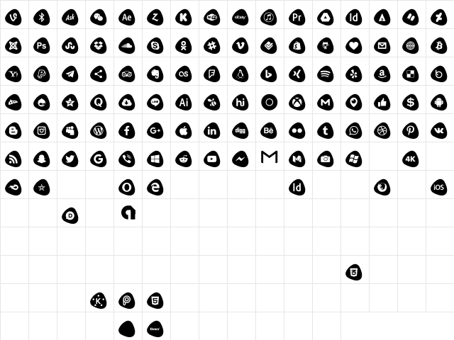 Social Logos Color Regular  glyph index