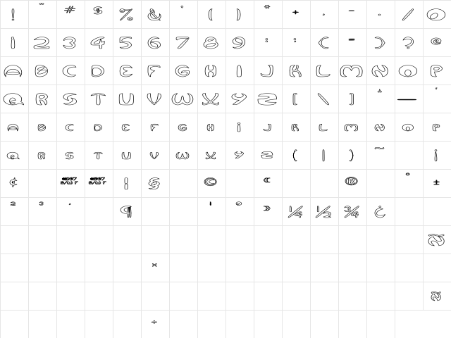 Qurve Hollow Wide Regular  glyph index