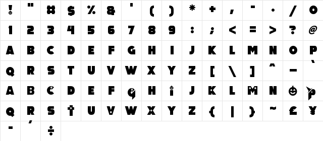 Pumpkin King Regular  glyph index