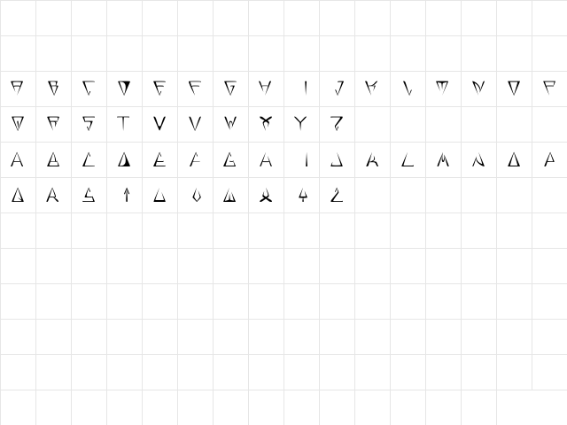 GlOrY ThIn ReGuLaR  glyph index