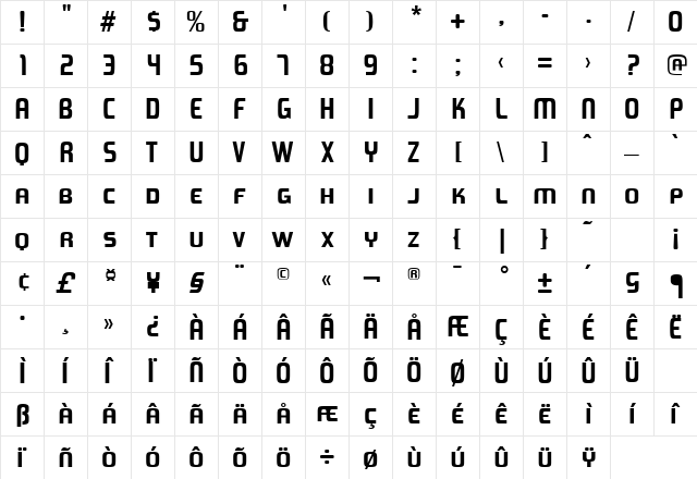 76London Regular  glyph index