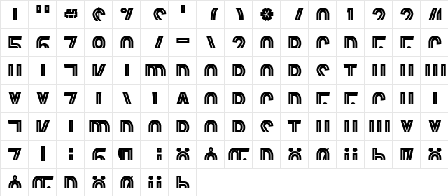Border Control Regular  glyph index