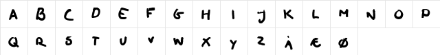 oilhand Regular  glyph index