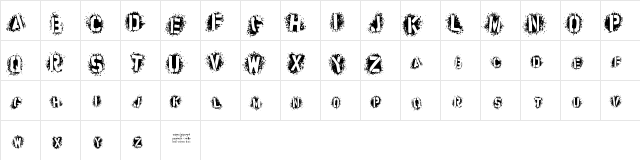 uniquely Sprayed Regular  glyph index