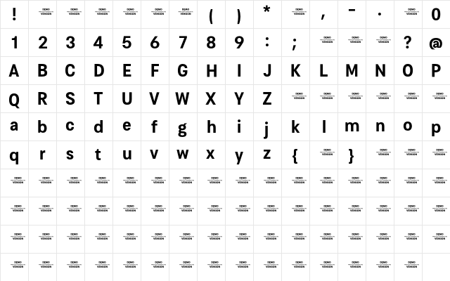 Cosima Demo Bold  glyph index
