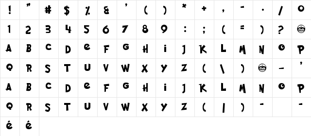 Pocket Monk Regular  glyph index