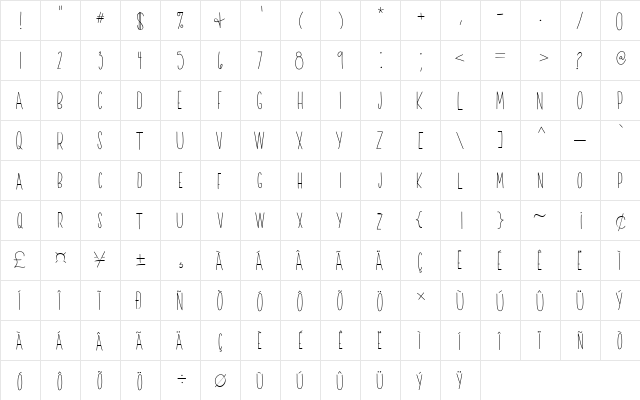 Pumpkin Pie Lattes Regular  glyph index