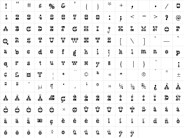 WyomingStrudel Regular  glyph index