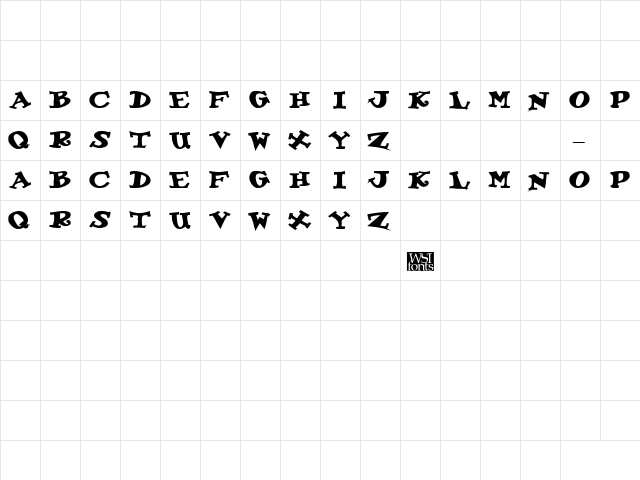 KoolKapsDisplayHvy Bold  glyph index