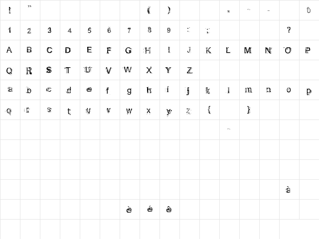 Rough linen Regular  glyph index