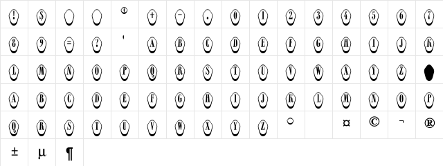 a_RombyRndOtlDn3D Regular  glyph index