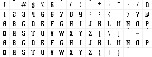 Debute Regular  glyph index