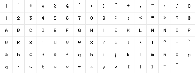 offf Regular  glyph index